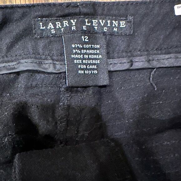 Black Shiny Satiny Studded Capri Dress Pants, Larry Levine, - Picture 3 of 8